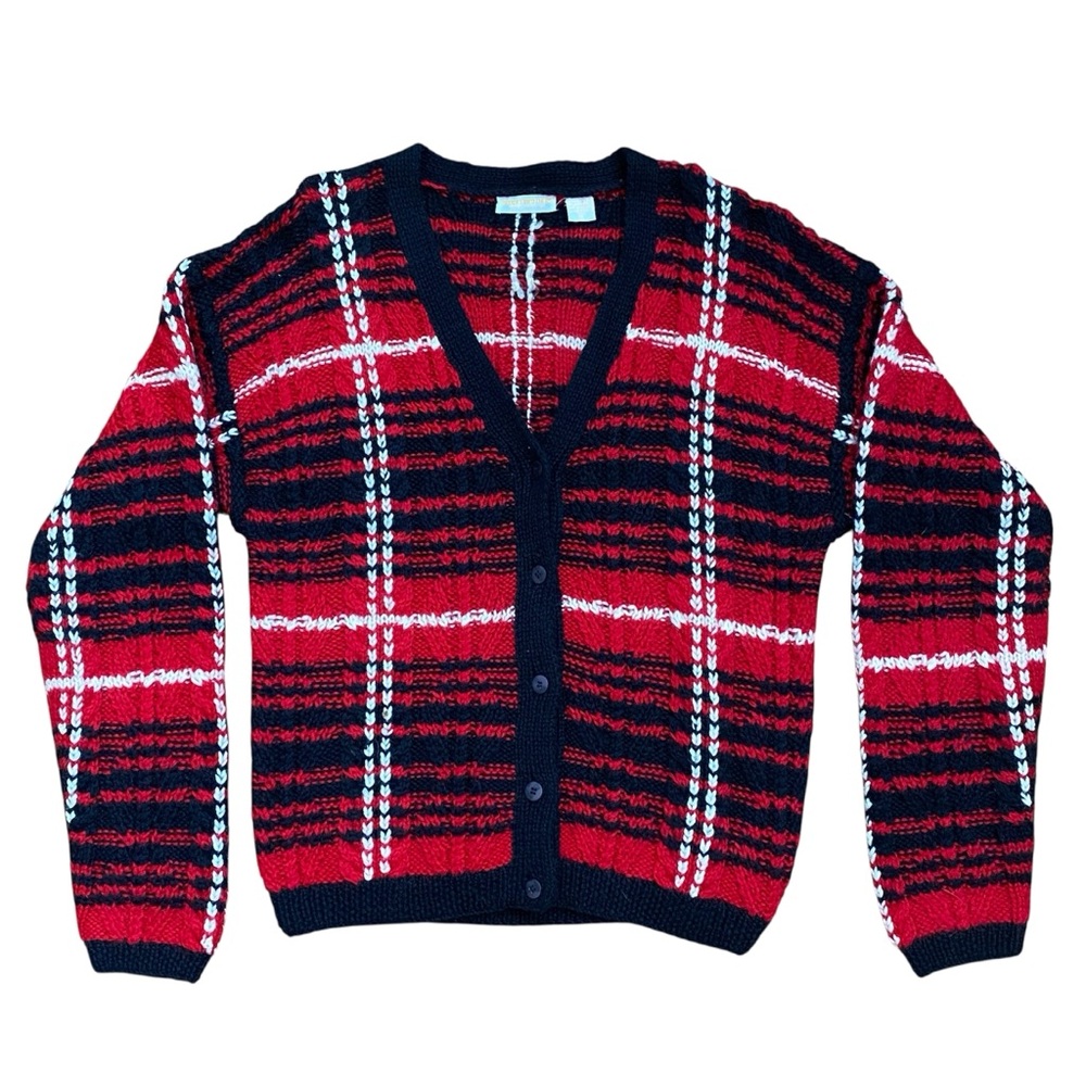 Vintage Brooks Brothers Plaid Wool Cardigan Sweater